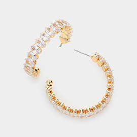 Marquise Stone Cluster Hoop Evening Earrings