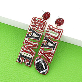 Game Day Message Football Bling Dangle Earrings