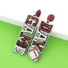 Game Day Message Football Bling Dangle Earrings