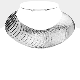 Textured Metal Choker Necklace