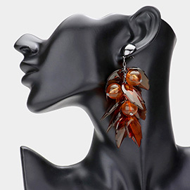 Resin Ball Leaf Drop Earrings