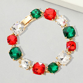 Cushion Square Stone Link Evening Bracelet
