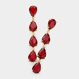Teardrop Stone Link Dangle Evening Earrings