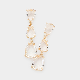 Teardrop Stone Link Dropdown Evening Earrings