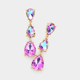 Teardrop Stone Link Dropdown Evening Earrings