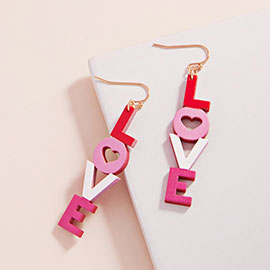 Love Message Dropdown Wood Earrings