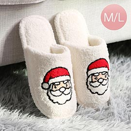 Santa Accented Solid Soft Home Indoor Floor Slippers