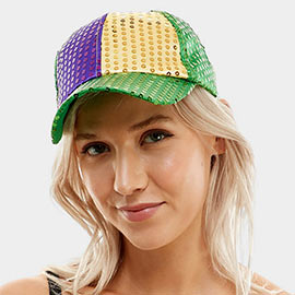 Mardi Gras Sequin Baseball Cap 