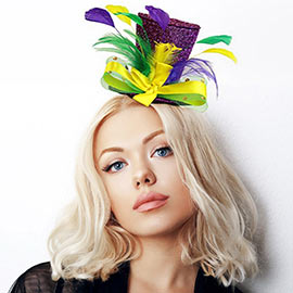 Mardi Gras Feather Pointed Hat Headband