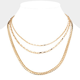 Gold Dipped Metal Chain Layered Necklace