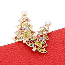 Stone Embellished Christmas Tree Earrings