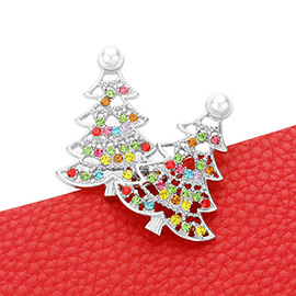 Stone Embellished Christmas Tree Earrings