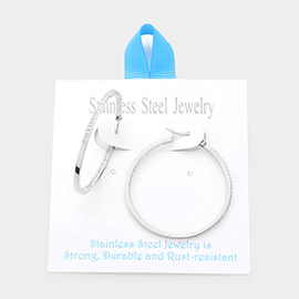 Stainless Steel 1.7 Inch Inside Out Rhinestone Hoop Pin Catch Earrings