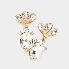 Marquise Teardrop Stone Cluster Dangle Evening Earrings