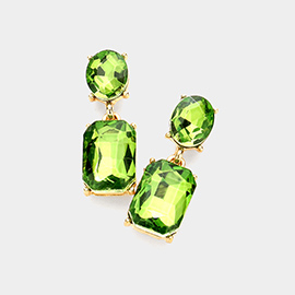 Square Stone Cluster Dangle Evening Earrings