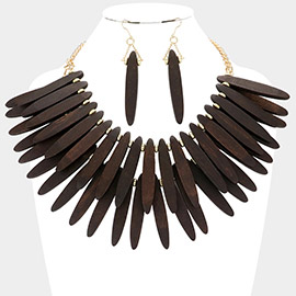 Rainbow Wood Double Layered Statement Necklace