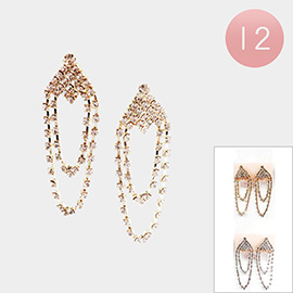 12Pairs - Crystal Rhinestone Pave Earrings