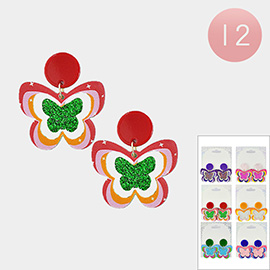 12PCS - Resin Butterfly Dangle Earrings