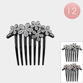 12PCS - Flower Bling Hair Combs