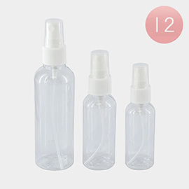 12 SET OF 3 - Clear Travel Spray Bottles