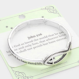 John 3:16 Message Fish Cross Metal Stretch Bracelet