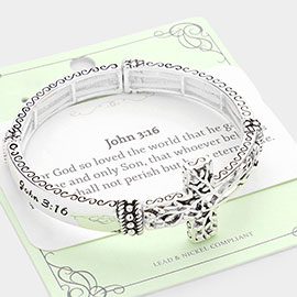 John 3:16 Message Tree of Life Cross Metal Stretch Bracelet