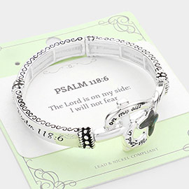 PSALM 118:6 Message Cross Butterfly Metal Stretch Bracelet