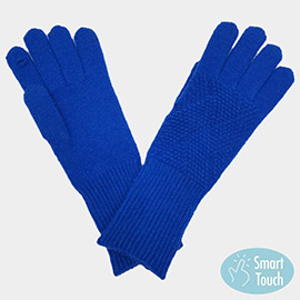 Solid Criss Cross Knit Smart Touch Gloves