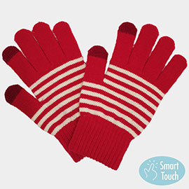 Two Tone Stripe Smart Touch Gloves