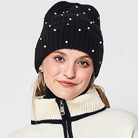 Knitted Pearl Beanie Hat