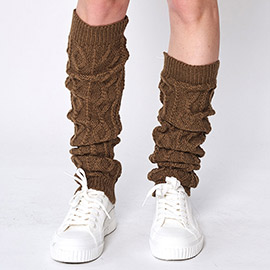 Solid Cable Knit Leg Warmers