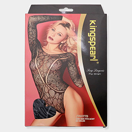 Lace Fishnet Sexy Cutout Long Sleeves Bodystocking