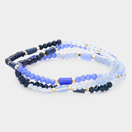 3PCS - Faceted Rectangle Beaded Stretch Bracelets