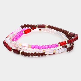 3PCS - Faceted Rectangle Beaded Stretch Bracelets