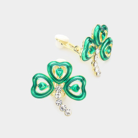 St. Patrick's Enamel Clover Clip On Earrings