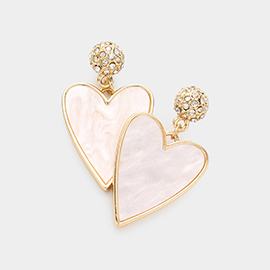 Mother Of Pearl Heart Dangle Earrings