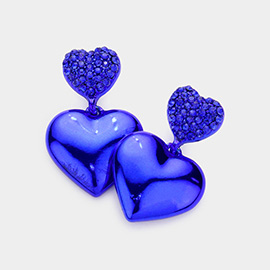 Colored Metal Heart Dangle Earrings