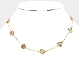 Abalone Heart Station Necklace