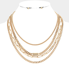 Various Metal Chain Layered Necklace