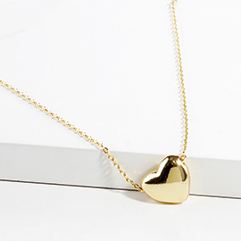 Gold Dipped Metal Heart Pendant Necklace