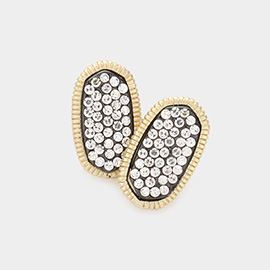 CZ Stone Paved Hexagon Stud Earrings