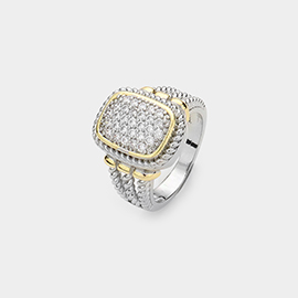 CZ Stone Paved Rectangle Ring