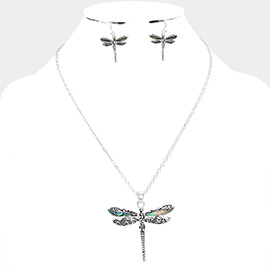 Abalone Dragonfly Pendant Necklace