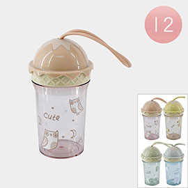 12PCS - Animal Print Ice Cream Cone Water Bottles