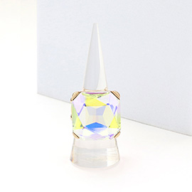 Crystal Square Stone Cluster Stretch Ring