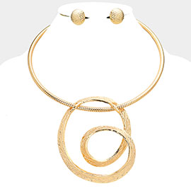 Abstract Textured Metal Pendant Necklace