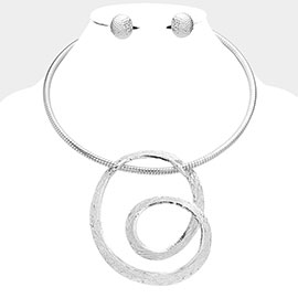 Abstract Textured Metal Pendant Necklace