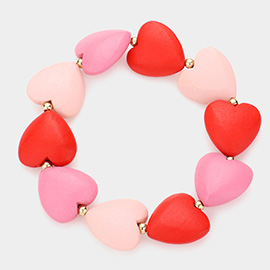 Wood Heart Stretch Bracelet
