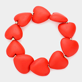 Wood Heart Stretch Bracelet
