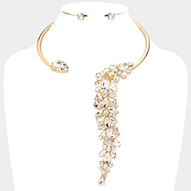 Teardrop Multi Stone Detailed Evening Choker Necklace